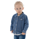 "MORE LOVE LESS PLASTIC" Less Single-Use Plastic Design # 107 by © Juliana2me Organic Baby/Toddler Denim Jacket