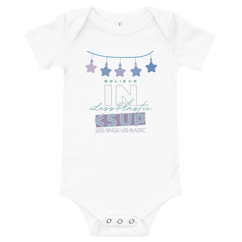 "BELIEVE IN" Less Single-Use Plastic Design # 198 Baby short sleeve one piece