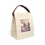 "LIFE" Less Single-Use Plastic Design # 183 Canvas Lunch Bag With Strap