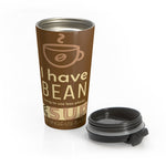 "COFFEE BEAN" Less Single-Use Plastic Deisgn #72 by © Juliana2me Stainless Steel Travel Mug