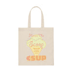 "HERE'S THE SCOOP" Less Single-Use Plastic Design #56 by © Juliana2me Canvas Tote Bag