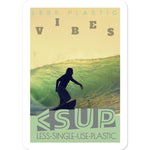 Surf Vibes "Biggy Green" Less Single-Use Plastic Design # 211 by © Juliana2me Sticker