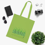 "GRASS IS GREENER" Less Single-Use Plastic Design #46 by © Juliana2me Cotton Tote