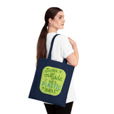 "THINK OUTSIDE THE BOX" Less Single-Use Plastic design # 154 by © Juliana2me Organic Cotton Tote Bag