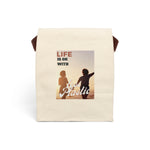 "LIFE" Less Single-Use Plastic Design # 184 Canvas Lunch Bag With Strap