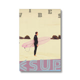 Surf Vibes "Pink Board" Less Single-Use Plastic Design # 219 by © Juliana2me Eco Canvas