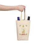 "KIND FOLK" Less Single-Use Plastic Design # 206 by © Juliana2me Double Wine Tote Bag