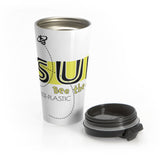 "BEE THE CHANGE" Less Single-Use Plastic Design #40 by Juliana2me Stainless Steel Travel Mug