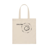 Stop & Think "Less Single Use Plastic" Canvas Tote Bag