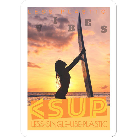 Surf Vibes " Electric Sunrise" Less Single-Use Plastic Design # 215 by © Juliana2me Sticker