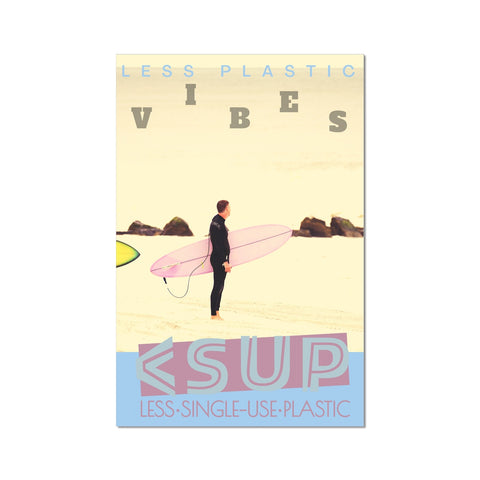 Surf Vibes "Pink Board" Less Single-Use Plastic Design # 219 by © Juliana2me Rolled Eco Canvas