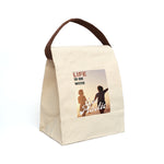 "LIFE" Less Single-Use Plastic Design # 184 Canvas Lunch Bag With Strap