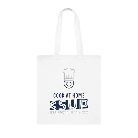 "COOK AT HOME" Less Single-Use Plastic Design #69 by © Juliana2me Cotton Tote