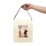 "LIFE" Less Single-Use Plastic Design # 184 Canvas Lunch Bag With Strap