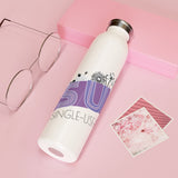 "PURPLE FLOWERS" Less Single-Use Plastic Design #42 by © Juliana2me Slim Water Bottle