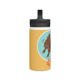 "OTTER" Less Single-Use Plastic Design #80 by © Juliana2me Stainless Steel Water Bottle, Handle Lid