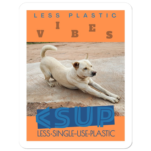 Yoga Vibes "Downward Dog" Less Single-use Plastic Design # 244 by Juliana2me Sticker