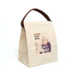 "LIFE" Less Single-Use Plastic Design # 181 Canvas Lunch Bag With Strap