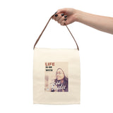 "LIFE" Less Single-Use Plastic Design # 181 Canvas Lunch Bag With Strap