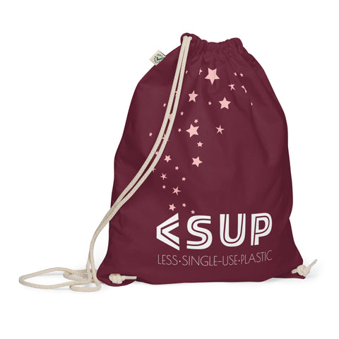 "SPRAY OF STARS" Less Singe-Use Plastic Design # 112 by © Juliana2me Organic Cotton Drawstring Bag