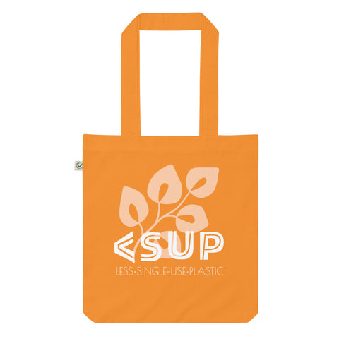 "GROW THE MOVEMENTt/CINNAMON" Less Single-Use Plastic Design # 101 by © Juliana2me Organic Cotton Tote Bag