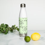 “Stop & Think” Less Single-Use Plastic Design #1 in lime by © Juliana2me Stainless Steel Water Bottle