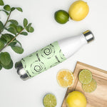 “Stop & Think” Less Single-Use Plastic Design #1 in lime by © Juliana2me Stainless Steel Water Bottle