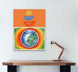 "TOP OF THE WORLD" Less SIngle-Use Plastic Design 235 by © Juliana2me Indoor and Outdoor Silk Posters