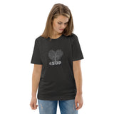 "STAY ROOTED" Less Single-Use Plastic Design # 139 by Juliana2me Unisex organic cotton t-shirt