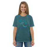 "CATCH THE WAVE" Less Single-Use Plastic Design #20 by © Juliana2me Unisex organic cotton t-shirt