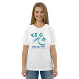 "CATCH THE WAVE" Less Single-Use Plastic Design #20 by © Juliana2me Unisex organic cotton t-shirt